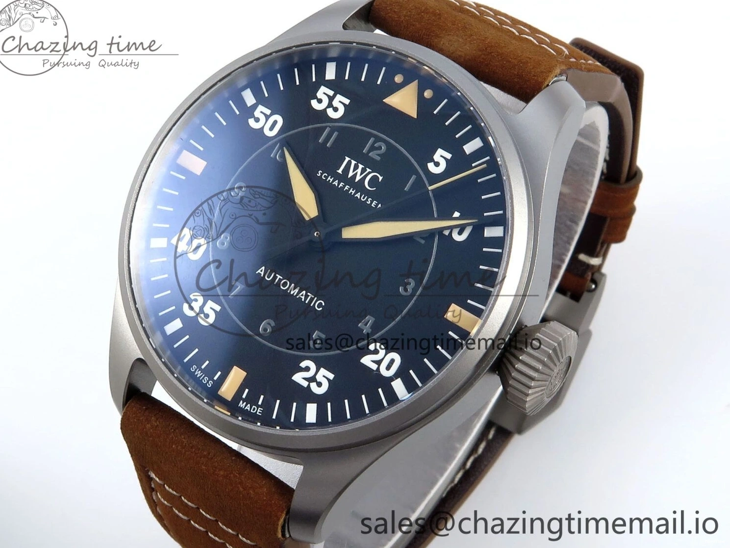 MIROTIME 0504 Big Pilot IW329701 M+F 1:1 Best Edition Black Dial on Brown Leather Strap MY RelaxedFit 7005